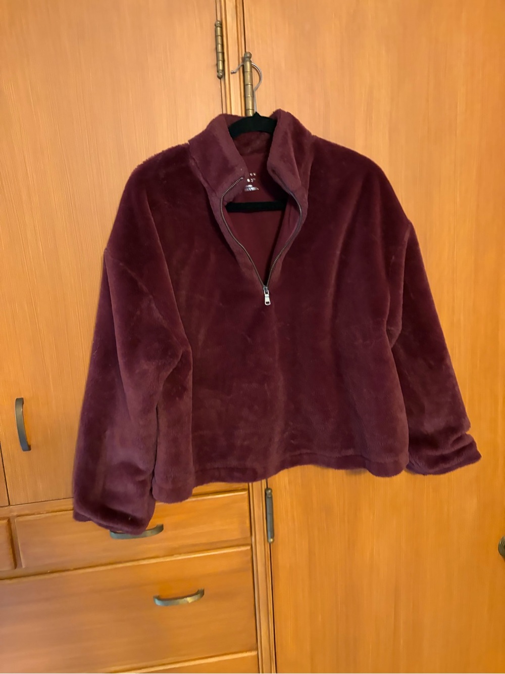 a new day Plush Half-Zip Teddy Jacket - Wine